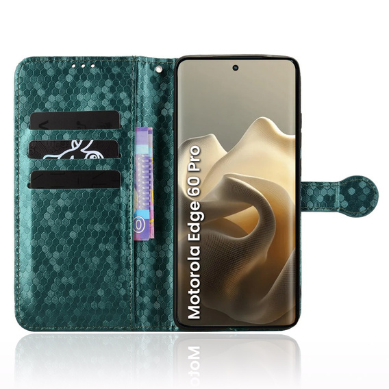 Flipové puzdro pre Motorola Edge 60 Pro, Wallet Rhombus, zelený
