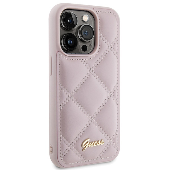 Puzdro Guess s prešívaným kovovým logom pre iPhone 15 Pro