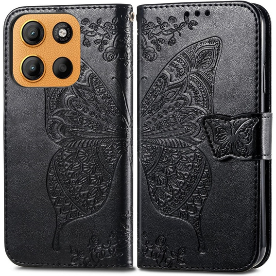 Klapkové puzdro pre Motorola Moto G15 / Motorola Moto G15 Power, Butterfly, čierne