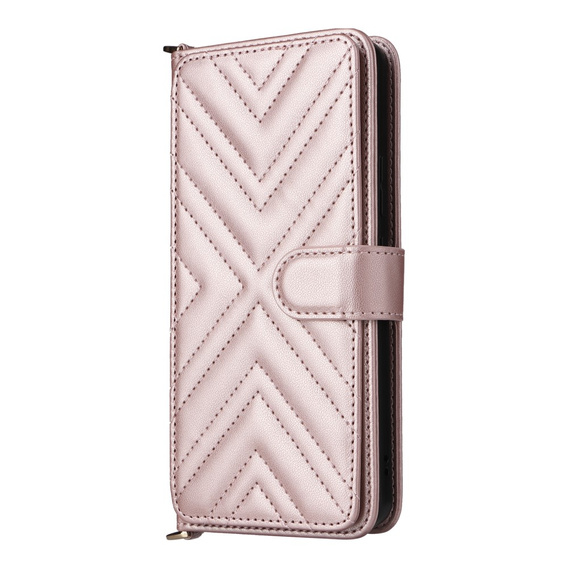 Puzdro s chlopňou pre Oppo Reno 13F 5G, Crossbody Leather Wallet, ružové