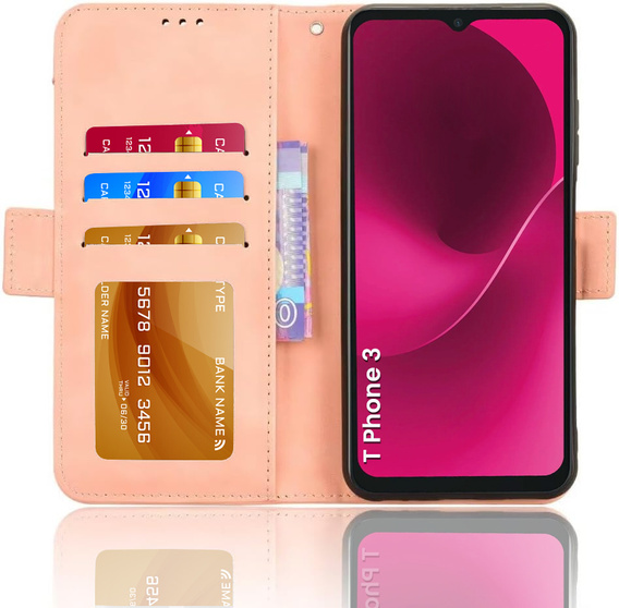 Klapkové puzdro pre T Phone 3 5G, Card Slot, ružové