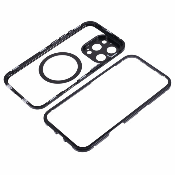 Magnetické puzdro Dual Glass MagSafe pre iPhone 16 Pro Max, čierne
