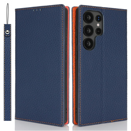 Klapkové puzdro pre Samsung Galaxy S25 Ultra, Litchi Skin Grain, tmavomodré
