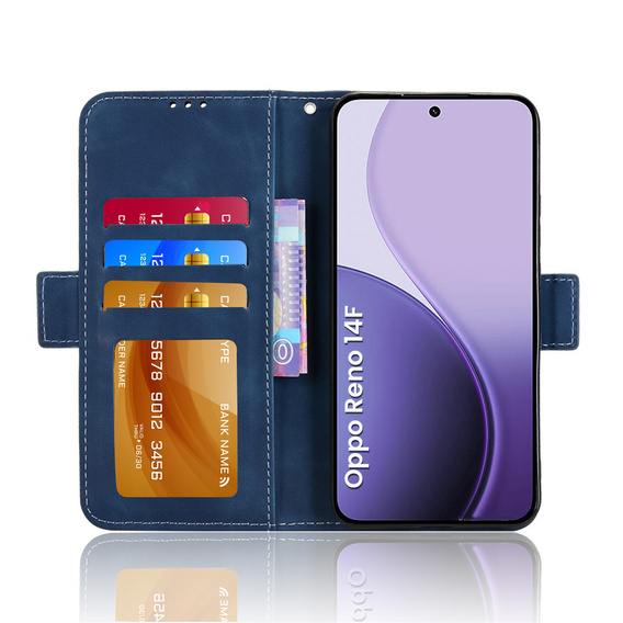 Klapkové puzdro pre Oppo Reno 14F, slot na karty, peňaženka, námornícka modrá