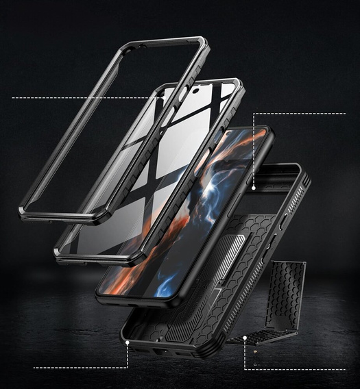 Obrnené puzdro pre Google Pixel 8, Dexnor Full Body (Two Frames), čierne