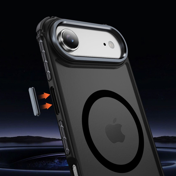 Matné puzdro pre iPhone Air, pancierované, pre MagSafe, dymové s čiernymi stranami
