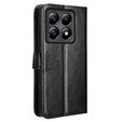 Klapkové puzdro pre Xiaomi 14T Pro, Crazy Horse Wallet, čierne