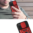 Pancierované puzdro pre iPhone 16E, CamShield Slide, červené + tvrdené sklo 9H