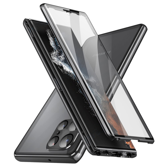 Puzdro pre Samsung Galaxy S23 Ultra, Magnetic Dual Glass, čierne
