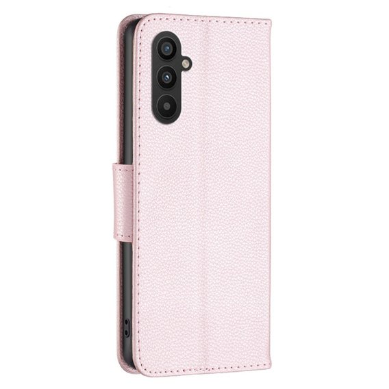 Klapkové puzdro pre Samsung Galaxy A25 5G, Wallet Litchi Leather, ružové + 9H sklo 