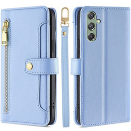Klapkové puzdro pre Samsung Galaxy M34, Wallet Zipper Pocket, modré