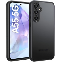 Puzdro pre Samsung Galaxy A55 5G, Fusion Hybrid, s ochranou fotoaparátu, transparentné / čierne