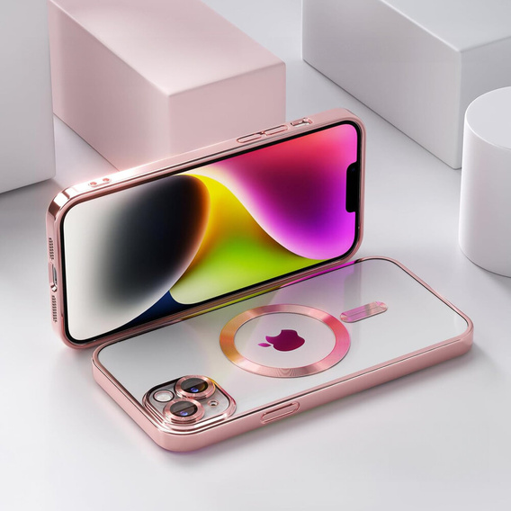 Puzdro pre iPhone 14 Plus, Electro MagSafe, ružové + sklo na displej