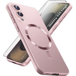 Puzdro pre Samsung Galaxy S25 Edge, ColorMag, pre MagSafe, ružové + tvrdené sklo 9H