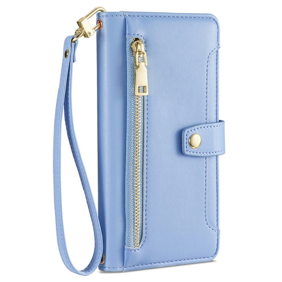 Klapkové puzdro pre Samsung Galaxy A16, Wallet Zipper Pocket, modré
