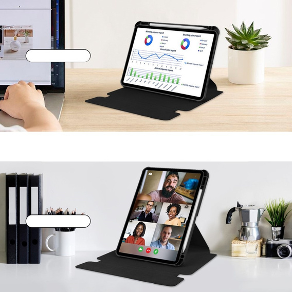 Puzdro s klávesnicou pre iPad Pro 11" 2024 (5 gen.), Rotary 360° Leather, čierne