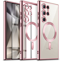 Puzdro pre Samsung Galaxy S24 Ultra, Electro MagSafe, ružové rose gold+ Plné lepidlo keramické sklo