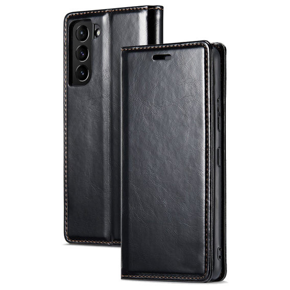Klapkové puzdro pre Samsung Galaxy S23, ERBORD Waxy Wallet, čierne