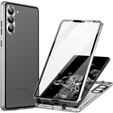 Puzdro pre Samsung Galaxy S24, Magnetic Dual Glass, strieborné