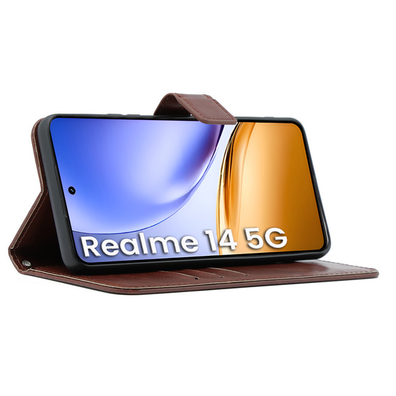 Klapkové puzdro pre Realme 14 5G / Realme 14T 5G, Crazy Horse Wallet, hnedé