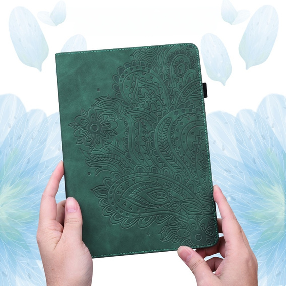 Puzdro s chlopňou pre Xiaomi Redmi Pad SE 11", flower, zelený