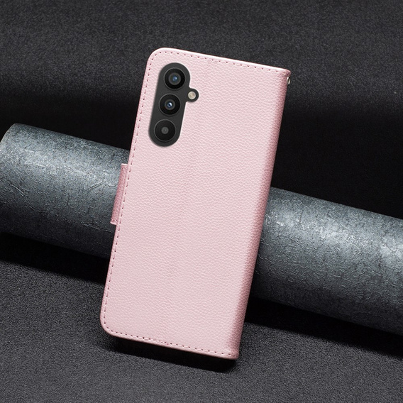 Klapkové puzdro pre Samsung Galaxy A25 5G, Wallet Litchi Leather, ružové + 9H sklo 