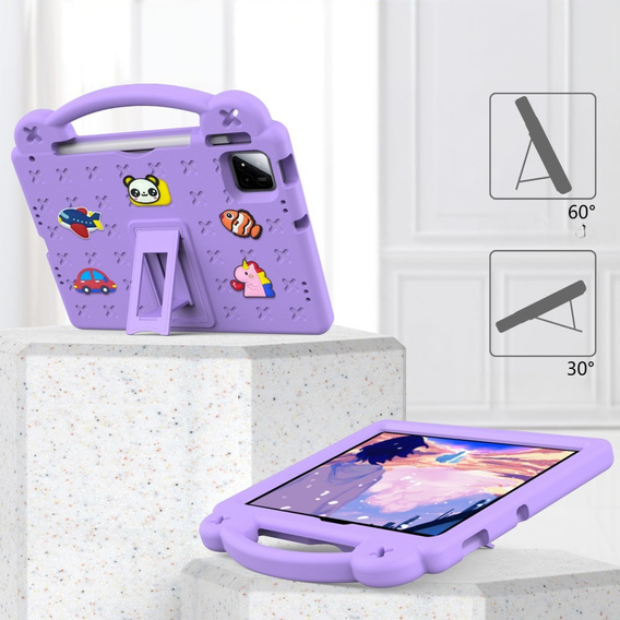 Detské puzdro pre Xiaomi Pad 7 / 7 Pro, Cute Patterns, so stojanom, fialové