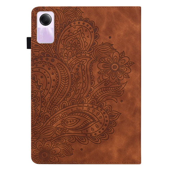 Puzdro s chlopňou pre Xiaomi Redmi Pad SE 11", flower, hnedé