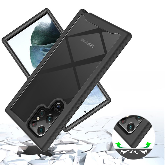 Puzdro pre Samsung Galaxy S22 Ultra 5G, Shockproof, s fóliou, modré