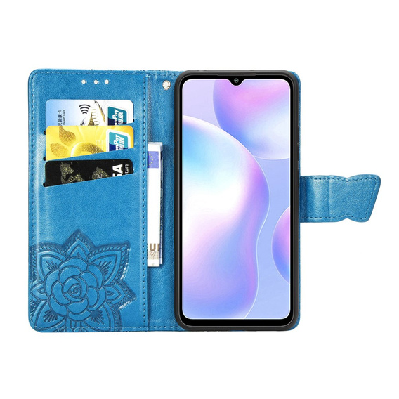 Klapkové puzdro pre Xiaomi Redmi 9A, Butterfly, modré