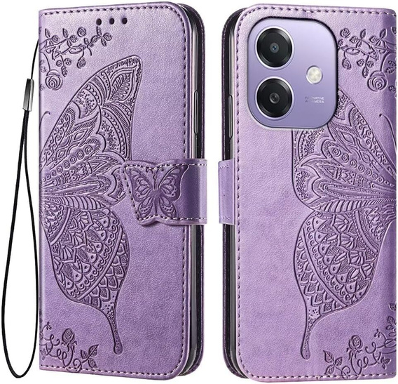 Klapkové puzdro pre Oppo A40 / Oppo A40m, Butterfly, fialové