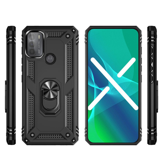 Pancierované obal na mobil pre Motorola Moto G50, Nox Case Ring, čierne