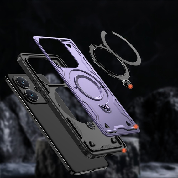 Puzdro pre Xiaomi Redmi Note 14 5G, Military MagSafe, fialové + sklo 9H