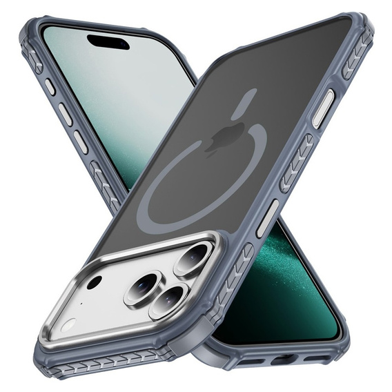Matné puzdro pre iPhone 17 Pro Max, pancierované, pre MagSafe, dymové so sivými stranami