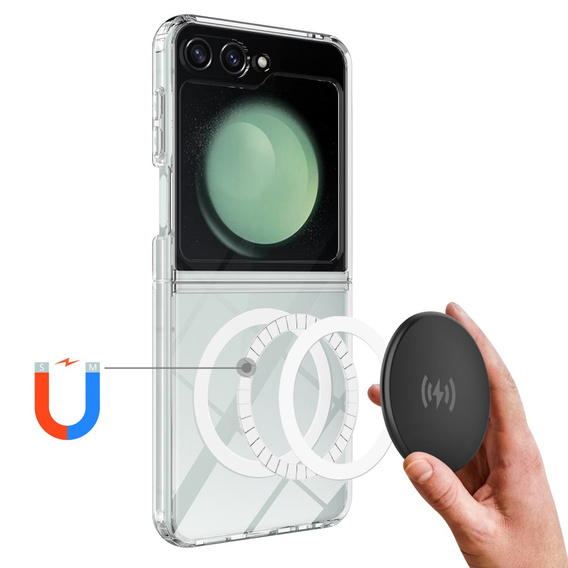 Puzdro pre Samsung Galaxy Z Flip7 FE / Z Flip6, Fusion Hybrid, pre MagSafe, priehľadné