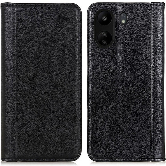Obal na mobil pre Xiaomi Redmi 13C / Poco C65, Wallet Litchi Leather, čierne