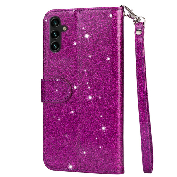 Klapkové puzdro pre Samsung Galaxy A35 5G, Wallet Zipper Pocket Glittery, fialové