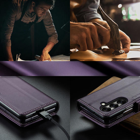 CASEME Litchi Wallet flipové puzdro pre Samsung Galaxy Z Fold7 5G