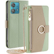 Flipové puzdro pre Motorola Edge 40 Neo 5G, Wallet Zipper Pocket, so zrkadlom, zelený