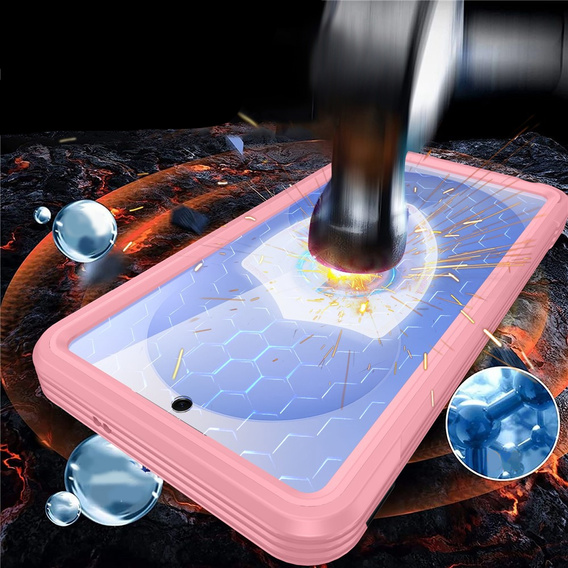 Nárazuvzdorné puzdro so sklom, pre MagSafe pre Samsung Galaxy S26, ružové