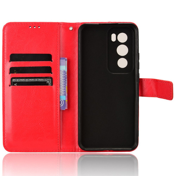 Klapkové puzdro pre Oppo Reno 12, Crazy Horse Wallet, červené