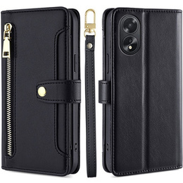 Klapkové puzdro pre Oppo A38 / A18 4G, Wallet Zipper Pocket, čierne