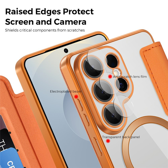 RFID peňaženka MagSafe flipové puzdro s ochranou fotoaparátu pre Samsung Galaxy S26 Ultra