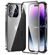 Puzdro pre iPhone 14 Pro, Magnetic Dual Glass, čierne