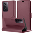 Puzdro pre Oppo Reno 12, ERBORD Glossy Litchi, flipová peňaženka, červené