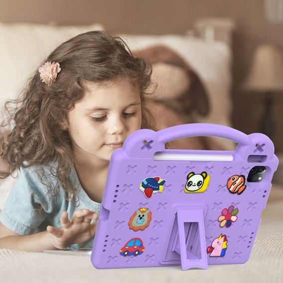 Detské puzdro pre iPad Air 10.9" 2022/2020 (5/4 gen.) / Pro 11" 2022/2021/2020 (4/3/2 gen.), Cute Patterns, so stojanom, fialové