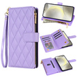 Puzdro s chlopňou pre Samsung Galaxy A56 5G, Rhombus Crossbody Leather, fialové