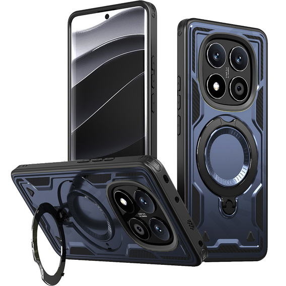 Puzdro pre Xiaomi Redmi Note 14 Pro+ 5G, Military MagSafe, modré + sklo 9H