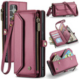 Puzdro CASEME pre Samsung Galaxy S25 Ultra, RFID Leather Wallet, s popruhom cez rameno, červené
