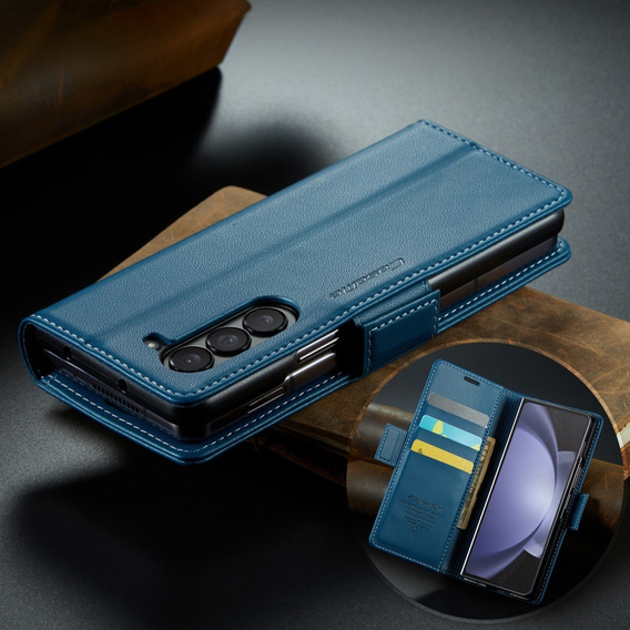 CASEME flipové puzdro pre Samsung Galaxy Z Fold6 5G, Litchi Wallet, modré